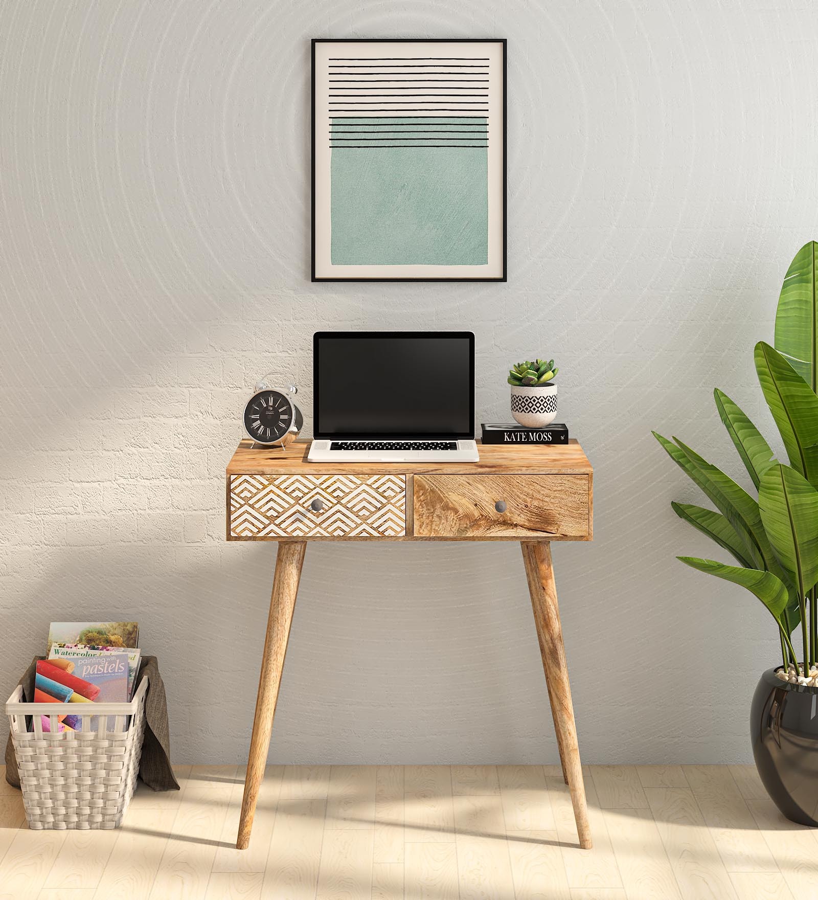 Altenberg Solid Wood Writing Table In Natural Finish