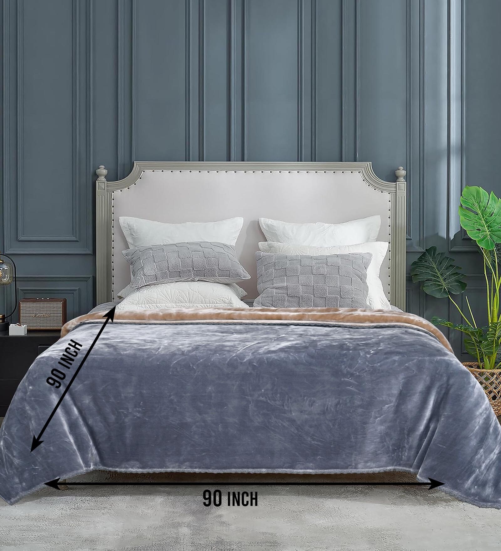 Beige Double Sided Heavy 2 Layer Blanket With Crochet Lace Edge