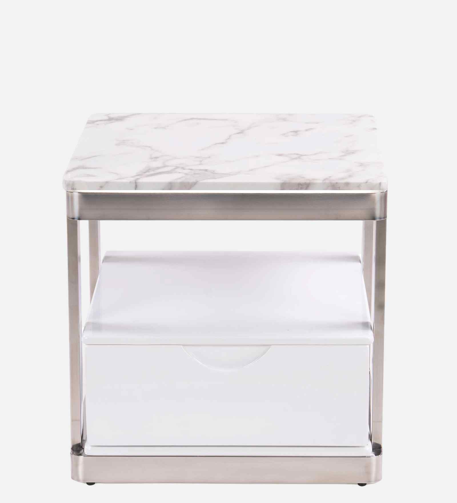 Winter Side Table In White Finish Winter Side Table In White Finish