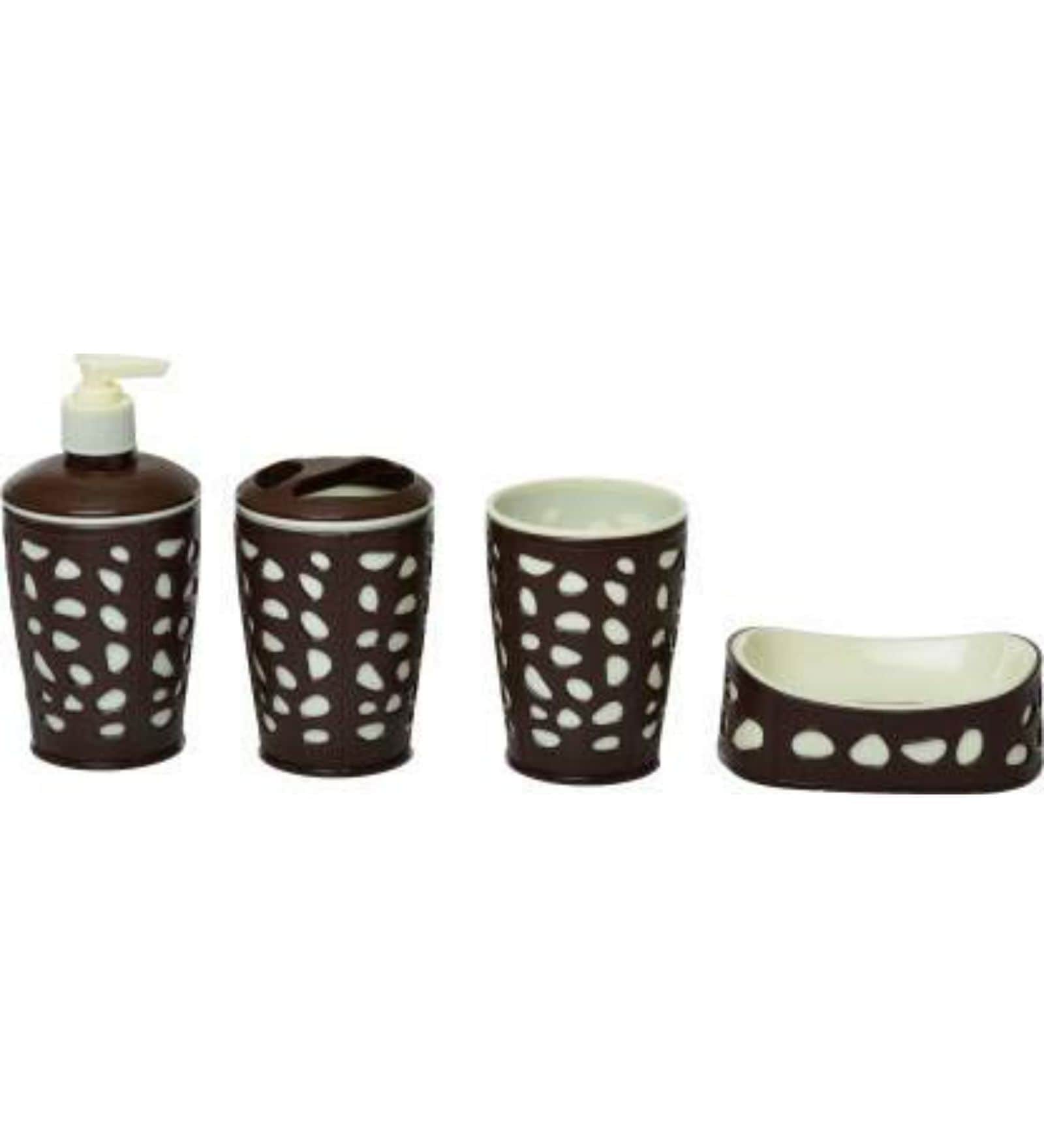 Buy Wintry Multicolour Plastic Bath Accessory Set (Set of 4) by Regalo