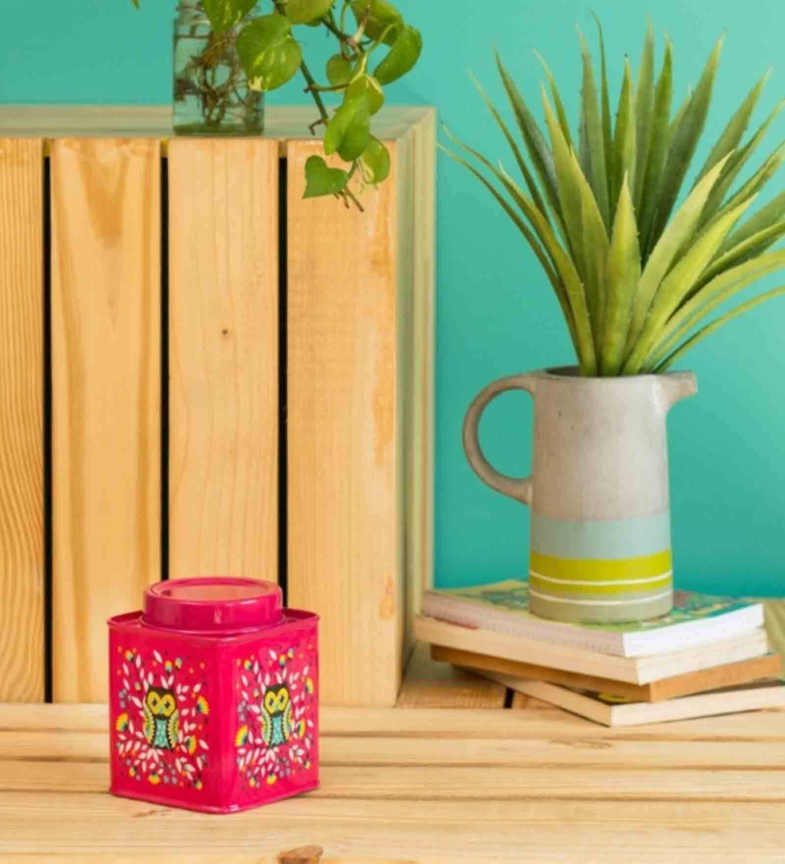 Wise Owl Iron Vintage Tin In Pink