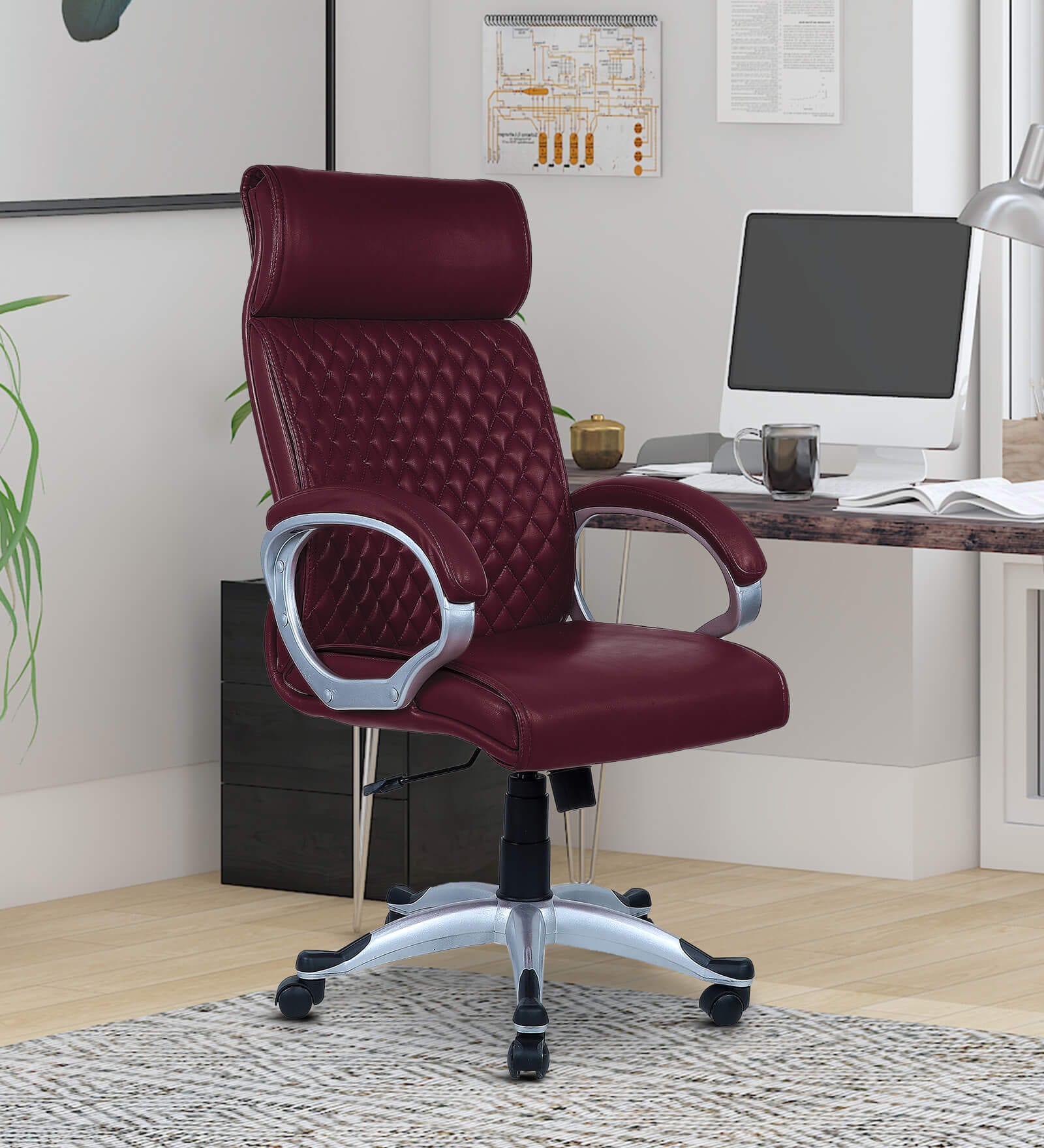 Wiwneags High Back Executive Chair In Maroon Colour Wiwneags High Back Executive Chair In Maroon Colour