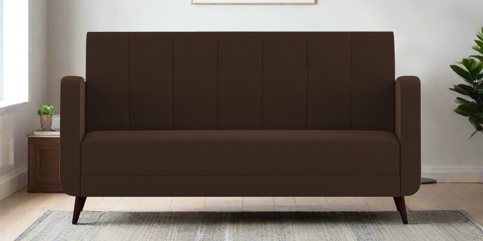 Wiki Velvet 3 Seater Sofa In Cholocate Brown Colour