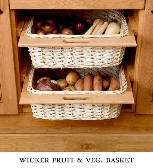 Wicker Basket For Modular Kitchen | Wicker Basket | Onion Baskets For Storage With Channel | Pullout Basket For Modular Kitchen (16.5 W x 20 L x 4 H)