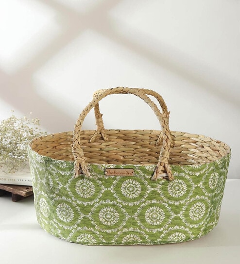 Wicker Baskets | Wicker Hamper Basket | Bamboo Basket | Cane Basket | Gift Hamper Basket | Rattan Basket | Decorative Fruit Gift Baskets (Design 09)