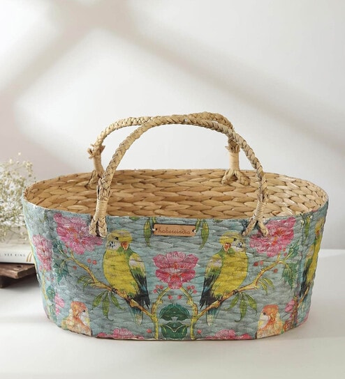Wicker Hamper Basket | Bamboo Gift Basket | Cane Fruit Basket | Gift Hamper Basket | Rattan ShelfBasket | Decorative Gift Baskets (Design 05)