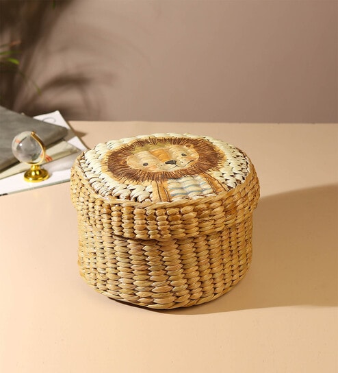 (1Pc) Brown Seagrass Handmade Eco-Friendly Storage Box & Organiser