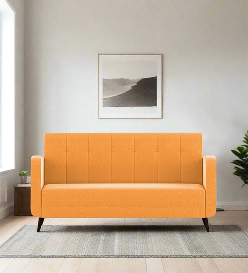 Wiki Velvet 3 Seater Sofa In Tangerine Orange Colour