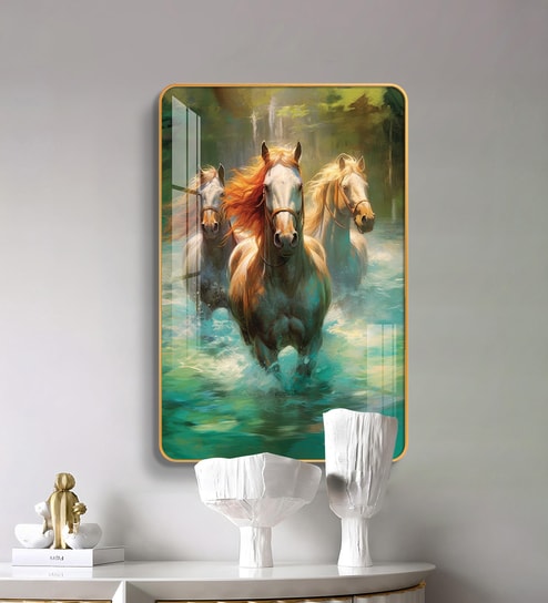 Wild Waterscape Horses MDF Wood Acrylic Wall Art