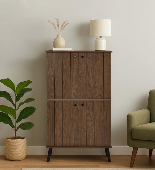 Wildon 4 Door Shoe Rack In Walnut Color