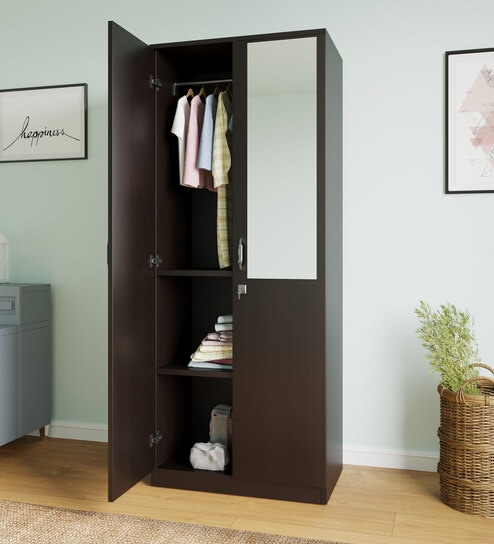 Willy 2 Door Mirror Wardrobe in New Wenge Finish
