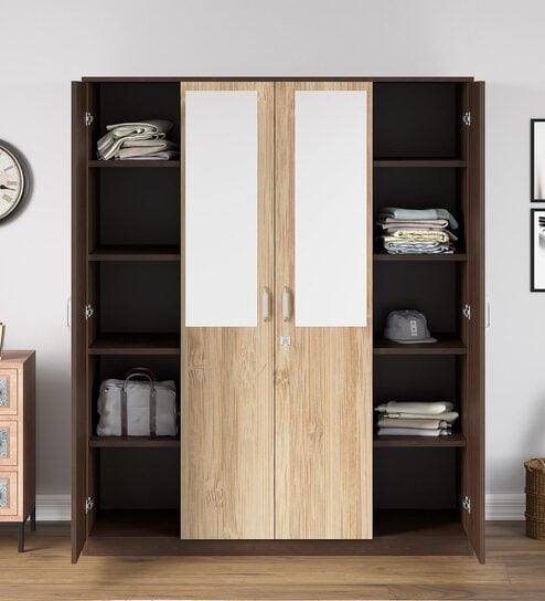 Willy 4 Door Mirror Wardrobe in New Wenge Finish