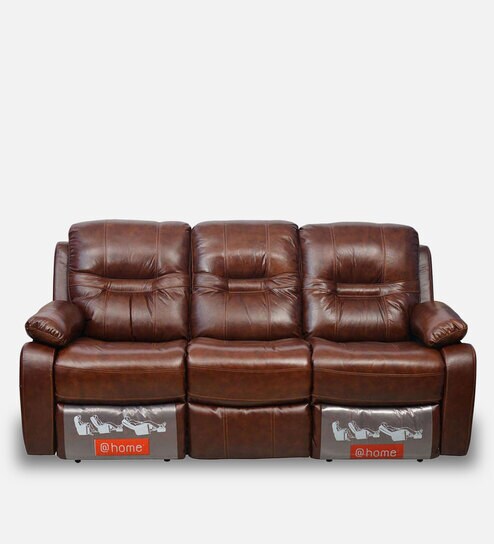 Wilson Leatherette Manual 3 Seater Recliner in Caramel Colour