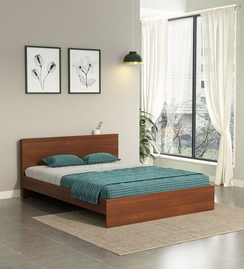 Wilson King Bed without  Box Storage in Rigato Walnut colour