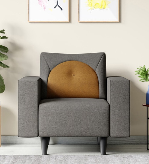 Windle Fabric 1 Seater Sofa In Taupe Colour