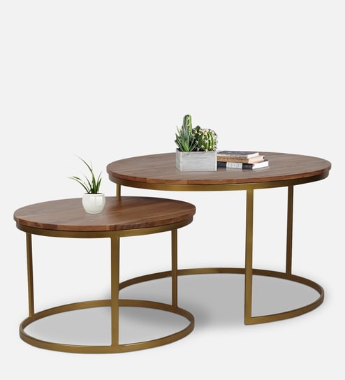 Windsor Metal Nest of Tables in Brown Finish (Set Of 2)