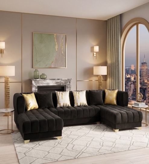 Windsor Heritage Sectional Sofa In Black Color