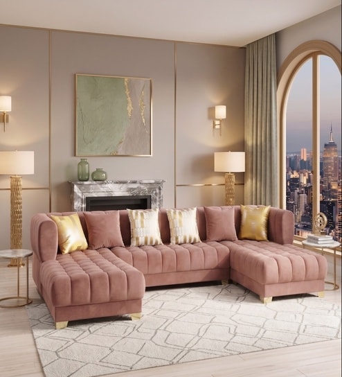 Windsor Heritage Sectional Sofa In Blush Pink Color