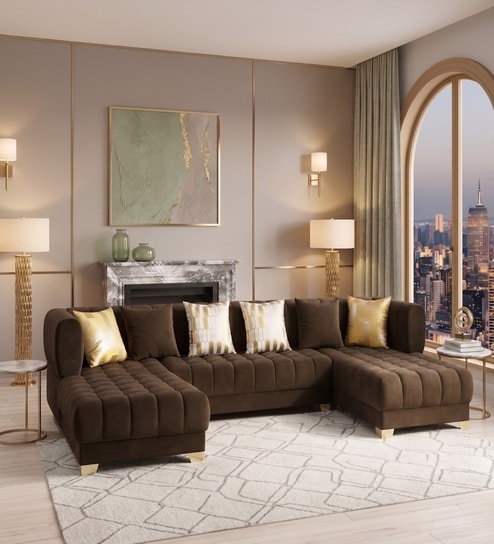 Windsor Heritage Sectional Sofa In Dark Brown Color