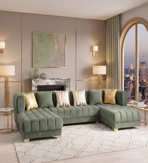 Windsor Heritage Sectional Sofa In Frosty Green Color
