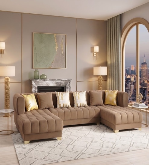 Windsor Heritage Sectional Sofa In Light Brown Color