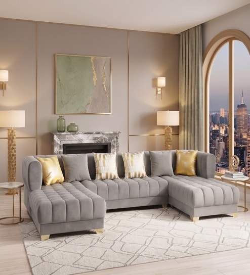 Windsor Heritage Sectional Sofa In Light Grey Color