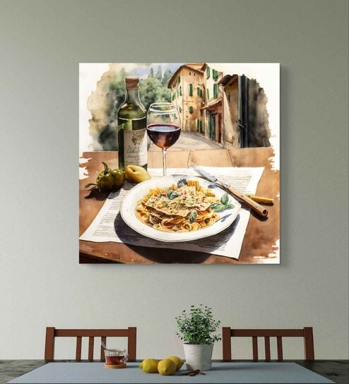 Wine & Sunset 16inx20in Gallery Wrap Canvas Painting for Living Room