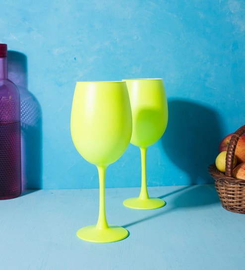 Wine Glass for Party Home Wedding Multipurpose Use Glassware Lead Free Crystal Glasses (Green)