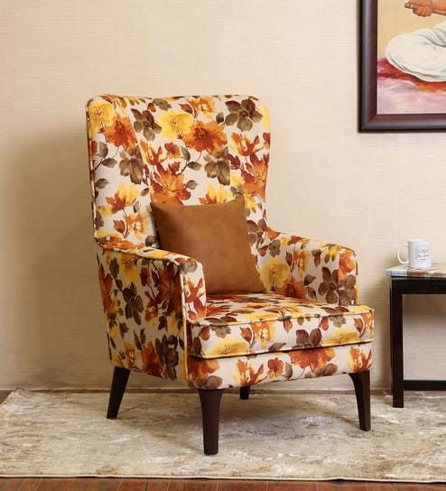 Buy Wing Chair In Brown Colour By Star India Online Floral Wing