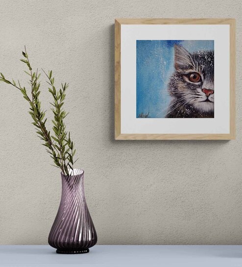 Winter Kitty Handmade Acrylic Paint On Canvas Unframed