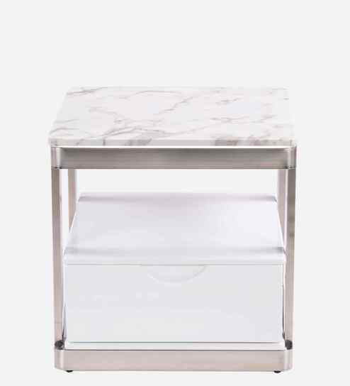 Winter Side Table In White Finish