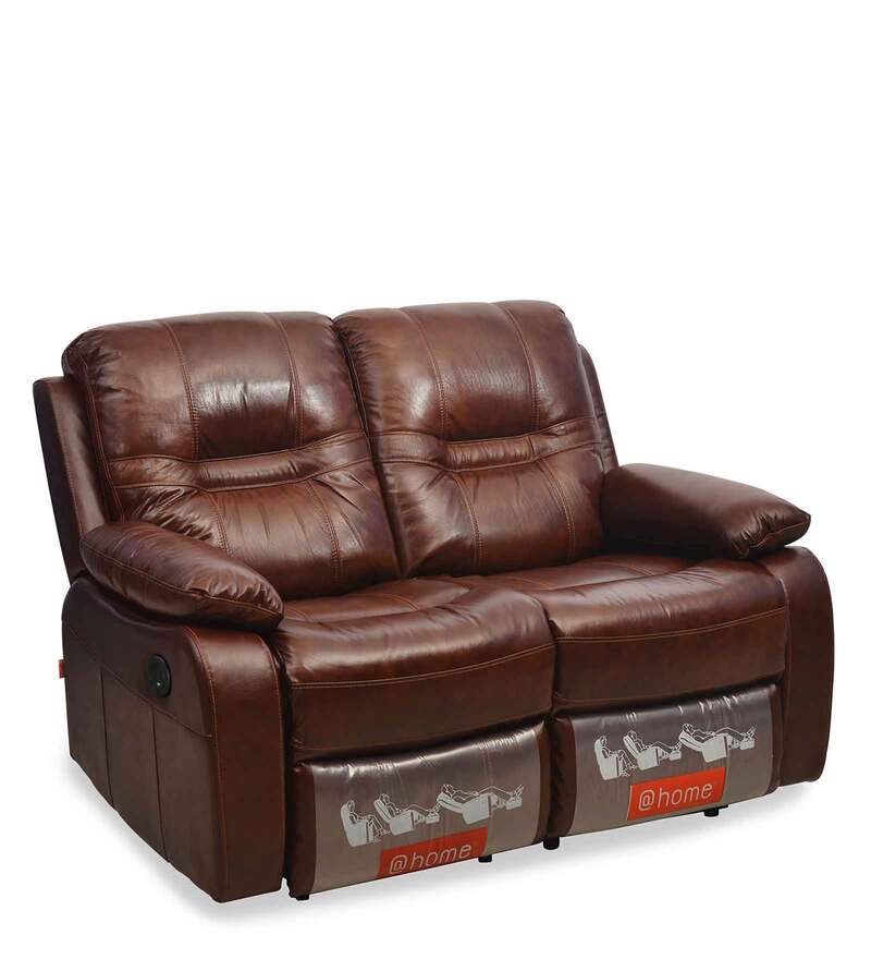 Buy Wilson Leather Motorized 2 Seater Recliner in Caramel Colour Online