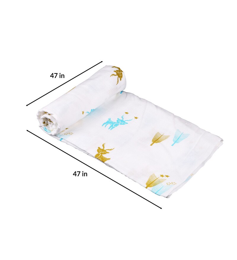 Buy Winter Deer Swaddle Wrap in Multicolour by Polka Tots Online