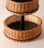 2 Tiers Rustic Charm Handcrafted Wicker & Wood Fruit Basket