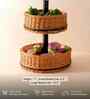 2 Tiers Rustic Charm Handcrafted Wicker & Wood Fruit Basket