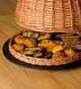 Brown Rustic Charm Serving Platter With Lid Handcrafted From Willow Wicker And Wood