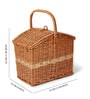 Wicker Basket for Lunch | Wicker Picnic Basket With Top Handle | Wicker Morden Picnic Basket, Brown Rectangular Basket (M)