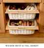 Wicker Basket For Modular Kitchen | Wicker Basket For Storage With Partition & Channel | Pullout Basket For Kitchen- Rectangular, Beige(L22.5xW20xH6 cm)