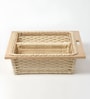 Wicker Basket For Modular Kitchen | Wicker Basket For Storage With Partition & Channel | Pullout Basket For Kitchen- Rectangular, Beige(L22.5xW20xH6 cm)