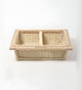 Wicker Basket For Modular Kitchen | Wicker Basket For Storage With Partition & Channel | Pullout Basket For Kitchen- Rectangular, Beige(L22.5xW20xH6 cm)