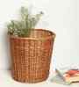Set Of 2 Brown Wicker Handmade Eco-Friendly Dustbin