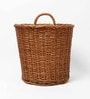 Set Of 2 Brown Wicker Handmade Eco-Friendly Dustbin