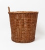 Set Of 2 Brown Wicker Handmade Eco-Friendly Dustbin