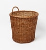 Set Of 2 Brown Wicker Handmade Eco-Friendly Dustbin