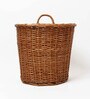 (1Pc) Brown Wicker Handmade Eco-Friendly Dustbin