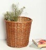 (1Pc) Brown Wicker Handmade Eco-Friendly Dustbin