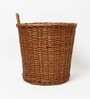 (1Pc) Brown Wicker Handmade Eco-Friendly Dustbin