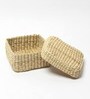 (1Pc) Beige Seagrass Handmade Eco-Friendly Storage Box & Organiser