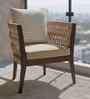 Wicker Teak Wood Bedroom Chair In Brown Finish