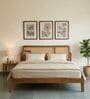 Wicker Teak Wood Queen Sized Bed in Natural Finish